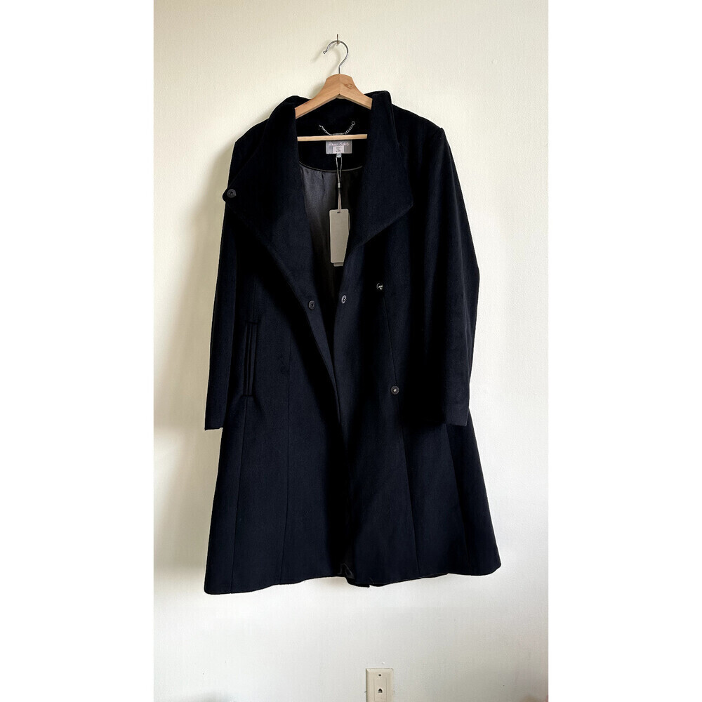 Phase Eight Women's Darby Wrap Neck Wool Blend Coat In Black Size 14US 18UK $600